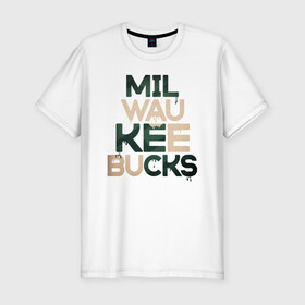 Мужская футболка хлопок Slim с принтом Milwaukee Bucks в Тюмени, 92% хлопок, 8% лайкра | приталенный силуэт, круглый вырез ворота, длина до линии бедра, короткий рукав | antetokounmpo | basketball | bucks | giannis | milwaukee | mvp | nba | sport | streetball | адетокумбо | бакс | баскетбол | игра | милуоки | мяч | нба | олень | спорт | стритбол | тренер | чемпион | янис