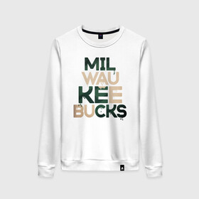 Женский свитшот хлопок с принтом Milwaukee Bucks в Тюмени, 100% хлопок | прямой крой, круглый вырез, на манжетах и по низу широкая трикотажная резинка  | antetokounmpo | basketball | bucks | giannis | milwaukee | mvp | nba | sport | streetball | адетокумбо | бакс | баскетбол | игра | милуоки | мяч | нба | олень | спорт | стритбол | тренер | чемпион | янис