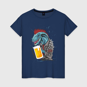 Женская футболка хлопок с принтом Пивозавр - Гранж в Тюмени, 100% хлопок | прямой крой, круглый вырез горловины, длина до линии бедер, слегка спущенное плечо | dinosaur | pivo | pivozavr | гранж | динозавр | прикол