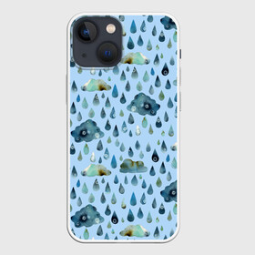 Чехол для iPhone 13 mini с принтом Дождливая осень.Тучки и дождь в Тюмени,  |  | pattern | rain | sun | глобальное потепление | дождливо | дождливый | дождь | загрязнение | капли | ливень | морось | непогода | облака | осенний | осень | паттерн | погода | природа | проливной | тучи | экология
