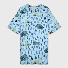 Платье-футболка 3D с принтом Дождливая осень.Тучки и дождь в Тюмени,  |  | pattern | rain | sun | глобальное потепление | дождливо | дождливый | дождь | загрязнение | капли | ливень | морось | непогода | облака | осенний | осень | паттерн | погода | природа | проливной | тучи | экология