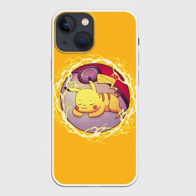 Чехол для iPhone 13 mini с принтом Спящий Пикачу в Тюмени,  |  | anime | pikachu | pokemon | poket monster | poketmon | аниме | анимэ | карманные монстры | пикачу | покемон
