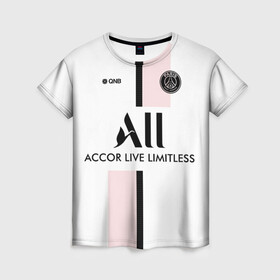 Женская футболка 3D с принтом PSG | Cup Away Vapor Match Shirt (New 2022/23) в Тюмени, 100% полиэфир ( синтетическое хлопкоподобное полотно) | прямой крой, круглый вырез горловины, длина до линии бедер | 0x000000123 | messi | neymar | paris saint germain | psg | месси | нейимар | псж