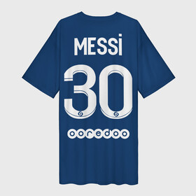 Платье-футболка 3D с принтом Месси форма ПСЖ 2021 2022 в Тюмени,  |  | leo | lionel | mesi | messi | psg | лео | леонель | лионель | лионель месси | меси | месси | псж | форма | футбол