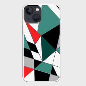 Чехол для iPhone 13 mini с принтом Абстрактный геометрический в Тюмени,  |  | абстрактный | ассиметрия | красный | молодежный | полигональный | разноцветный | современный | темный бирюзовый | черный