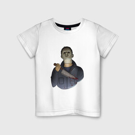 Детская футболка хлопок с принтом Майкл Dead by daylight в Тюмени, 100% хлопок | круглый вырез горловины, полуприлегающий силуэт, длина до линии бедер | Тематика изображения на принте: killer | michael myers | майкл майерс