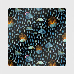 Магнит виниловый Квадрат с принтом Дождливая осень.Солнце, облака в Тюмени, полимерный материал с магнитным слоем | размер 9*9 см, закругленные углы | Тематика изображения на принте: autumn | pattern | raibow | rain | raindrops | sun | watercolor | акварель | дизайн | дождливый | дождь | закат | капли | коллаж | ливень | морось | непогода | облака | осень | паттерн | погода | природа | радуга | рассвет | солнце
