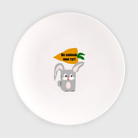 Тарелка с принтом Не зайкай в Тюмени, фарфор | диаметр - 210 мм
диаметр для нанесения принта - 120 мм | Тематика изображения на принте: заяц | звери | морковь | надпись | юмор