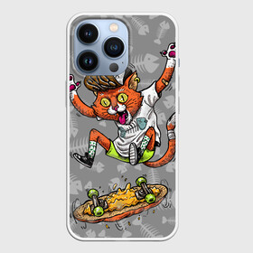 Чехол для iPhone 13 Pro с принтом SK8CAT в Тюмени,  |  | cat | fishbone | meow | sk8 | skate | skateboarding | кот | мяу | скейт | скейтбординг