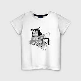 Детская футболка хлопок с принтом Нагаторо-сан кошечка в Тюмени, 100% хлопок | круглый вырез горловины, полуприлегающий силуэт, длина до линии бедер | аниме | кошка | нагаторо | неко | садистка | ученица | хаясэ | школьница