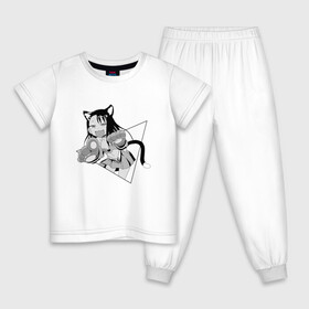 Детская пижама хлопок с принтом Нагаторо-сан кошечка в Тюмени, 100% хлопок |  брюки и футболка прямого кроя, без карманов, на брюках мягкая резинка на поясе и по низу штанин
 | аниме | кошка | нагаторо | неко | садистка | ученица | хаясэ | школьница