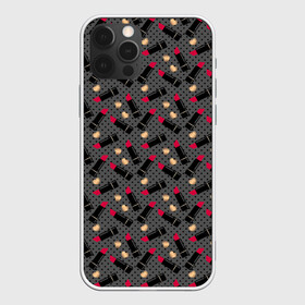 Чехол для iPhone 12 Pro Max с принтом Красная Губная помада в Тюмени, Силикон |  | в горошек | для девочки | женский | золотое сердце | косметика | красная помада | любовь | помада | ретро | сердце | серый | черный фон