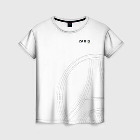 Женская футболка 3D с принтом PSG | Core Big Logo White (New 2022/23) в Тюмени, 100% полиэфир ( синтетическое хлопкоподобное полотно) | прямой крой, круглый вырез горловины, длина до линии бедер | 0x000000123 | messi | neymar | paris saint germain | psg | месси | нейимар | псж