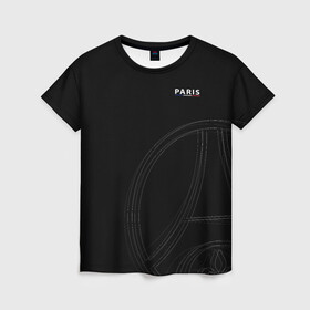 Женская футболка 3D с принтом PSG | Core Big Logo Black (New 2022/23) в Тюмени, 100% полиэфир ( синтетическое хлопкоподобное полотно) | прямой крой, круглый вырез горловины, длина до линии бедер | 0x000000123 | messi | neymar | paris saint germain | psg | месси | нейимар | псж