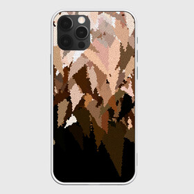 Чехол для iPhone 12 Pro с принтом Бежево-коричневая мозаика  в Тюмени, силикон | область печати: задняя сторона чехла, без боковых панелей | Тематика изображения на принте: абстрактный | бежевый | камуфляж | коричневый | мозаика | молодежный | мужской | современный | соты | текстура