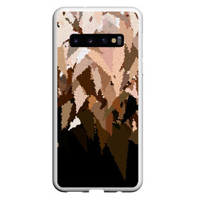 Чехол для Samsung Galaxy S10 с принтом Бежево-коричневая мозаика  в Тюмени, Силикон | Область печати: задняя сторона чехла, без боковых панелей | Тематика изображения на принте: абстрактный | бежевый | камуфляж | коричневый | мозаика | молодежный | мужской | современный | соты | текстура