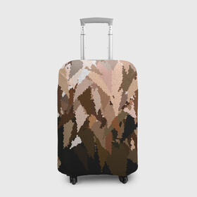 Чехол для чемодана 3D с принтом Бежево-коричневая мозаика  в Тюмени, 86% полиэфир, 14% спандекс | двустороннее нанесение принта, прорези для ручек и колес | абстрактный | бежевый | камуфляж | коричневый | мозаика | молодежный | мужской | современный | соты | текстура