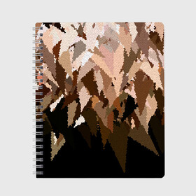 Тетрадь с принтом Бежево-коричневая мозаика  в Тюмени, 100% бумага | 48 листов, плотность листов — 60 г/м2, плотность картонной обложки — 250 г/м2. Листы скреплены сбоку удобной пружинной спиралью. Уголки страниц и обложки скругленные. Цвет линий — светло-серый
 | Тематика изображения на принте: абстрактный | бежевый | камуфляж | коричневый | мозаика | молодежный | мужской | современный | соты | текстура