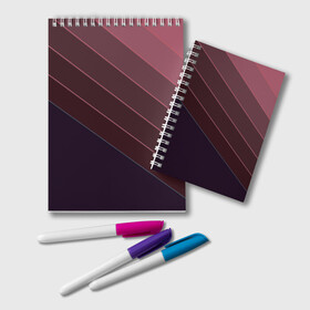 Блокнот с принтом Коричнево-фиолетовый узор  в Тюмени, 100% бумага | 48 листов, плотность листов — 60 г/м2, плотность картонной обложки — 250 г/м2. Листы скреплены удобной пружинной спиралью. Цвет линий — светло-серый
 | Тематика изображения на принте: абстрактный | геометрический | диагональный узор | коричневый | косые полосы | современный | фиолетовый | шоколадный
