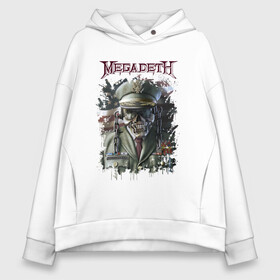 Женское худи Oversize хлопок с принтом Megadeth | Мегадеф  (Z) в Тюмени, френч-терри — 70% хлопок, 30% полиэстер. Мягкий теплый начес внутри —100% хлопок | боковые карманы, эластичные манжеты и нижняя кромка, капюшон на магнитной кнопке | Тематика изображения на принте: dave mustaine | megadeth | music | rock | дирк вербурен | дэвид эллефсон | дэйв мастейн | кико лоурейро | мегадеф | мегадэф | музыка | рок | трэш метал | хард рок | хеви метал