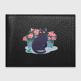 Обложка для студенческого билета с принтом Кот, лягушка и клумба в Тюмени, натуральная кожа | Размер: 11*8 см; Печать на всей внешней стороне | арт | клумба | космос | кот | котейка | кошка | лягушка | рисунок | розовые цветы | розовый цветок | цветы | чёрная кошка | чёрный кот