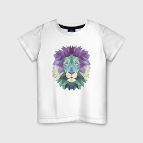 Детская футболка хлопок с принтом Lion в Тюмени, 100% хлопок | круглый вырез горловины, полуприлегающий силуэт, длина до линии бедер | animal | cat | lion | африка | животные | зверь | кот | кошка | лев | львенок | львица | тигр | хищник | царь