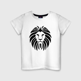 Детская футболка хлопок с принтом Lion Face в Тюмени, 100% хлопок | круглый вырез горловины, полуприлегающий силуэт, длина до линии бедер | animal | cat | lion | африка | животные | зверь | кот | кошка | лев | львенок | львица | тигр | хищник | царь