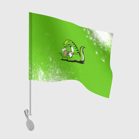 Флаг для автомобиля с принтом Пивозавр - Краска в Тюмени, 100% полиэстер | Размер: 30*21 см | dinosaur | pivo | pivozavr | взрыв | динозавр | краска | прикол