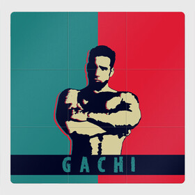 Магнитный плакат 3Х3 с принтом GACHI RB 3D в Тюмени, Полимерный материал с магнитным слоем | 9 деталей размером 9*9 см | Тематика изображения на принте: gachi | качек | красно синий | мышцы | смотрит