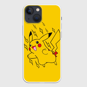 Чехол для iPhone 13 mini с принтом Летящий Пикачу в Тюмени,  |  | Тематика изображения на принте: anime | pikachu | pokemon | poket monster | poketmon | аниме | анимэ | карманные монстры | пикачу | покемон