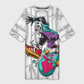 Платье-футболка 3D с принтом HiFi Panda в Тюмени,  |  | bamboo | panda | sk8 | skate park | skeate | бамбук | панда | скейт | скейт парк