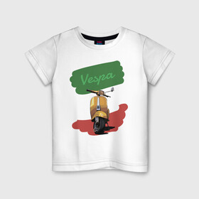 Детская футболка хлопок с принтом Vespa в Тюмени, 100% хлопок | круглый вырез горловины, полуприлегающий силуэт, длина до линии бедер | old | vespa | веспа | италия | итальянский | мотик | мотороллер | мотоцикл | олд | раритет | ретро | скут | скутер | старый | хонда
