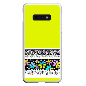 Чехол для Samsung S10E с принтом Яркий цветочный узор  в Тюмени, Силикон | Область печати: задняя сторона чехла, без боковых панелей | абстрактный | для детей | зеленый | неоновый зеленый | разноцветный | современный | цветочный узор