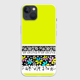 Чехол для iPhone 13 с принтом Яркий цветочный узор в Тюмени,  |  | абстрактный | для детей | зеленый | неоновый зеленый | разноцветный | современный | цветочный узор