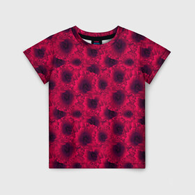 Детская футболка 3D с принтом Красные маки  в Тюмени, 100% гипоаллергенный полиэфир | прямой крой, круглый вырез горловины, длина до линии бедер, чуть спущенное плечо, ткань немного тянется | абстрактные цветы | девушкам | детский | красные маки | красный | летний | маки | цветочный | цветы