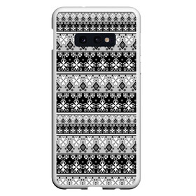 Чехол для Samsung S10E с принтом Черно-белый орнамент  в Тюмени, Силикон | Область печати: задняя сторона чехла, без боковых панелей | молодежный | мужской | орнамент | полосы | скандинавский | современный | черно белый | этнический