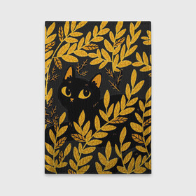 Обложка для автодокументов с принтом Кот и осень в Тюмени, натуральная кожа |  размер 19,9*13 см; внутри 4 больших “конверта” для документов и один маленький отдел — туда идеально встанут права | арт | кот | котейка | кошка | осень | пшеница | рисунок | чёрная кошка | чёрный кот | чёрный котик