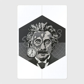 Магнитный плакат 2Х3 с принтом Альберт Эйнштейн в Тюмени, Полимерный материал с магнитным слоем | 6 деталей размером 9*9 см | арт | время | рисунок | учёный | часы | чёрно белый | черно белый рисунок | эйнштейн
