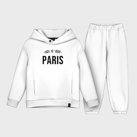 Детский костюм хлопок Oversize с принтом PARIS SAINT GERMAIN в Тюмени,  |  | Тематика изображения на принте: black | champion | football | france | germain | leo | lionel | mbappe | mesi | messi | neymar | paris | psg | saint | soccer | sport | team | white | лео | леонель | лионель | лионель месси | мбаппе | меси | месси | надпись | неймар | париж | псж | спорт