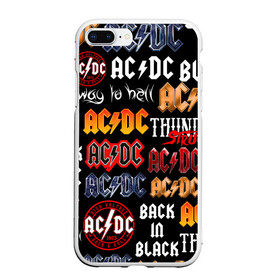 Чехол для iPhone 7Plus/8 Plus матовый с принтом AC DC LOGOBOMBING  в Тюмени, Силикон | Область печати: задняя сторона чехла, без боковых панелей | ac dc | angus young. | back in black | brian johnson | hells bells | highway to hell | rock | thunderstruck | tnt | ангус янг | брайан джонсон | группа | музыка | рок | эйси диси