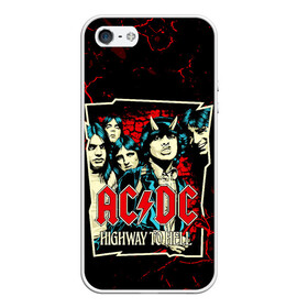 Чехол для iPhone 5/5S матовый с принтом AC DC HIGHWAY TO HELL в Тюмени, Силикон | Область печати: задняя сторона чехла, без боковых панелей | ac dc | angus young. | back in black | brian johnson | hells bells | highway to hell | rock | thunderstruck | tnt | ангус янг | брайан джонсон | группа | музыка | рок | эйси диси