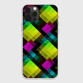 Чехол для iPhone 12 Pro с принтом Абстрактный разноцветный узор  в Тюмени, силикон | область печати: задняя сторона чехла, без боковых панелей | абстрактный | геометрический | желтый | зеленый | молодежный | мраморный | разноцветный | современный | черный