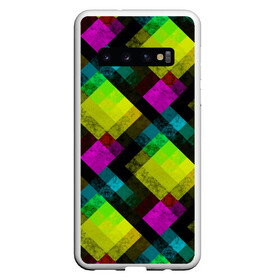 Чехол для Samsung Galaxy S10 с принтом Абстрактный разноцветный узор  в Тюмени, Силикон | Область печати: задняя сторона чехла, без боковых панелей | абстрактный | геометрический | желтый | зеленый | молодежный | мраморный | разноцветный | современный | черный
