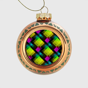Стеклянный ёлочный шар с принтом Абстрактный разноцветный узор  в Тюмени, Стекло | Диаметр: 80 мм | Тематика изображения на принте: абстрактный | геометрический | желтый | зеленый | молодежный | мраморный | разноцветный | современный | черный
