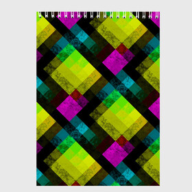 Скетчбук с принтом Абстрактный разноцветный узор  в Тюмени, 100% бумага
 | 48 листов, плотность листов — 100 г/м2, плотность картонной обложки — 250 г/м2. Листы скреплены сверху удобной пружинной спиралью | Тематика изображения на принте: абстрактный | геометрический | желтый | зеленый | молодежный | мраморный | разноцветный | современный | черный
