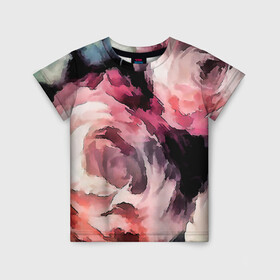 Детская футболка 3D с принтом Абстрактные розы  в Тюмени, 100% гипоаллергенный полиэфир | прямой крой, круглый вырез горловины, длина до линии бедер, чуть спущенное плечо, ткань немного тянется | абстрактные цветы | абстрактный | букет роз | модный | молодежный | розы | современный | текстура | цветочный