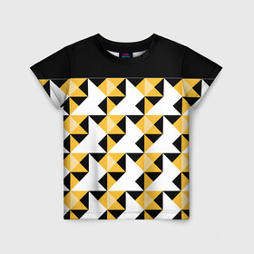 Детская футболка 3D с принтом Черно-желтый геометрический  в Тюмени, 100% гипоаллергенный полиэфир | прямой крой, круглый вырез горловины, длина до линии бедер, чуть спущенное плечо, ткань немного тянется | абстрактный | геометрический | желтый | молодежный | мужской | разноцветный | современный | черный