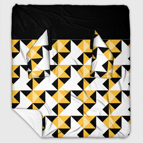 Плед с рукавами с принтом Черно-желтый геометрический  в Тюмени, 100% полиэстер | Закругленные углы, все края обработаны. Ткань не мнется и не растягивается. Размер 170*145 | абстрактный | геометрический | желтый | молодежный | мужской | разноцветный | современный | черный