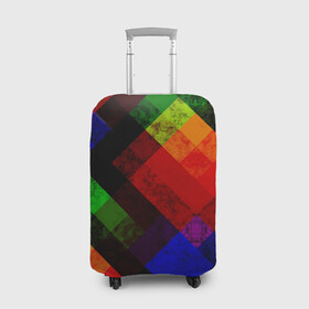 Чехол для чемодана 3D с принтом Яркий геометрический узор  в Тюмени, 86% полиэфир, 14% спандекс | двустороннее нанесение принта, прорези для ручек и колес | абстрактный | геометрический | красный | модный узор | молодежный | мраморный | синий