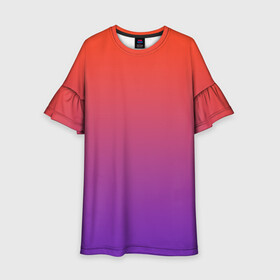 Детское платье 3D с принтом Оранжевый и Фиолетовый в Тюмени, 100% полиэстер | прямой силуэт, чуть расширенный к низу. Круглая горловина, на рукавах — воланы | градиент | красный | оранжевый | перелив | переход | рассвет | синий | фиолетовый | цвета